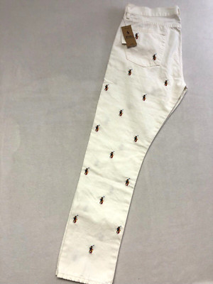POLO RALPH LAUREN Men Jean White Sullivan Slim Pant All Over Pony 33