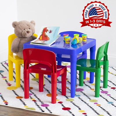 Para Ninos Juego De Comedor 4 Sillas Y Mesa Plegables Pequeña Para Niños Ninas-image