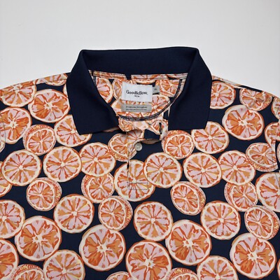 Goodfellow & Co. Men's Allover Orange Slices Polo Shirt Sz XL- Artsy Casual Golf-image