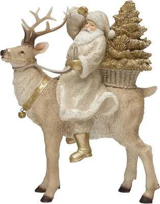 New NWT Resin Santa Reindeer Figurine Creative Co-op Christmas Figurine 10