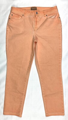 CHICO'S  Size 0.5 / 6   'Apricot Lily' Orange TRINITY SLIM ANKLE Mid-Rise JEANS -image