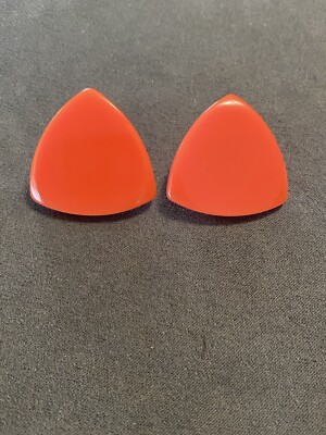 vintage orange triangle Bakelite mid century clip on earrings-image