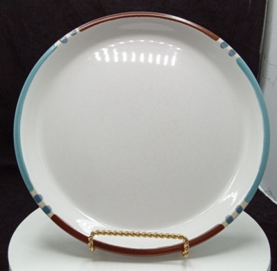 Dansk Mesa White Sand Dinner Plate Turquoise Brown Retired Single Replacement-image