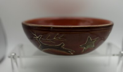 Brown Glazed Reindeer Christmas Glazed Creative Co-Op Bowl 6IN-image