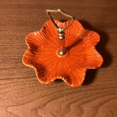 Vintage Mid Century Appetizer Dessert Snack Stand Modern Vintage~Orange~7 X 5-image
