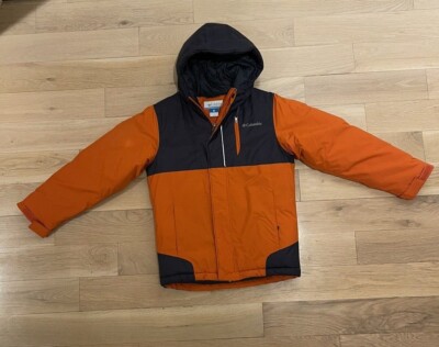 Columbia Youth Boys Size 10/12 Orange and Blue Insulated Hooded Winter Parka-image