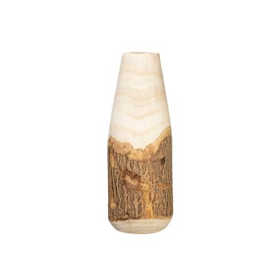 Creative Co-Op Carved Paulownia Wood Live Edge (Each one Will Vary) Vase, 16
