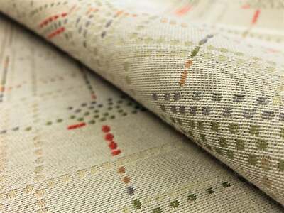 Beige Green Orange Mid Century Modern Abstract Geometric Upholstery Fabric-image