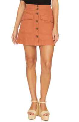 Sanctuary Skirt Button Down Patch Pocket Women Orange Sz XL NEW NWT AM26-image