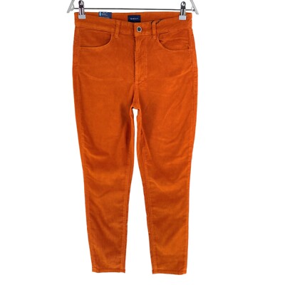 GANT Women Dark Orange FARLA Corduroy Slim Fit Cropped Jeans Size W29-image