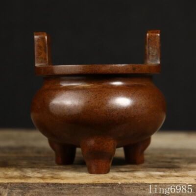 Mark China Buddhism temple bronze Joss “大明宣德”Incense burner Censer statue-image