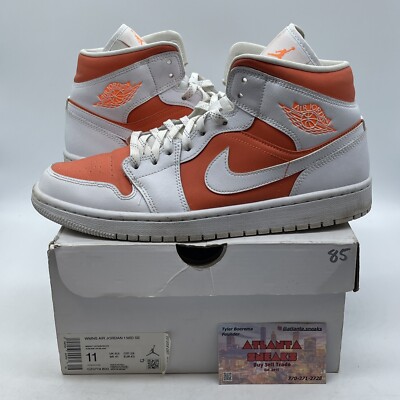 Size 10.5W- Air Jordan 1 SE Mid Bright Citrus Orange White Suede (CZ0774-800)-image