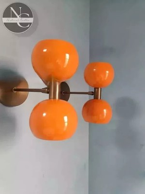 Orange Wall Sconce Light Mid Century 1950's Italian Stilnovo Diabolo Sconce-image