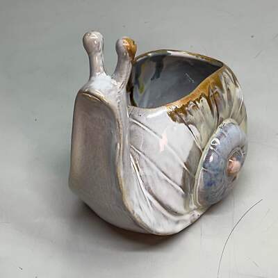 CREATIVE CO-OP Stoneware Snail Vase/Planter W/ Reactive Glaze 7
