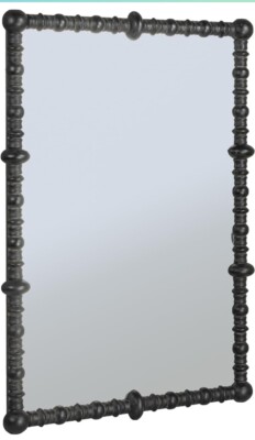 Creative Co-Op Chic Wood Beaded Dowel Frame Mirror, Black-image