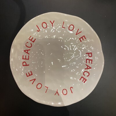 Creative Co-op Peace Love Joy Stoneware Plate-image