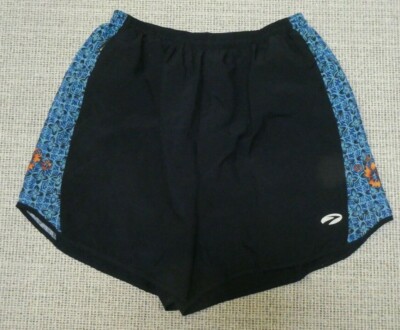 Brooks for Women blue/orange floral print stretch fitness/workout shorts Sz M-image