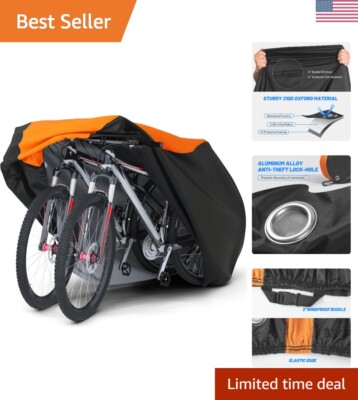 Compact 210D Oxford Bike Cover with Windproof Features & Storage Bag, Mid-Orange-image