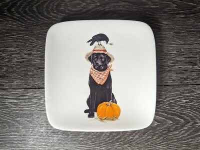 Black Lab Labrador Dog Ceramic Square Plate Trinket Dish 5” Creative Co-op-image