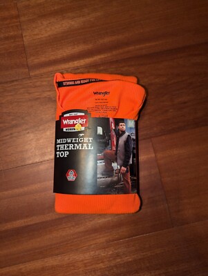 Mens Wrangler Mid Weight Thermal Shirt sz M High Visibility Orange BRAND NEW -image