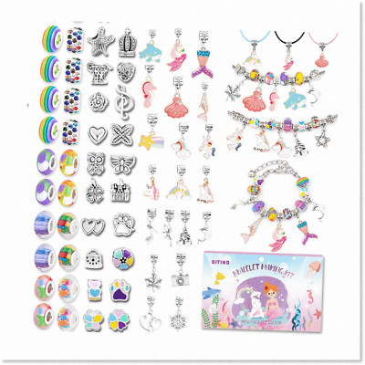 Creative Charm Bracelet Making Kit for Girls - Unicorn/Mermaid Gifts Set with Co-image
