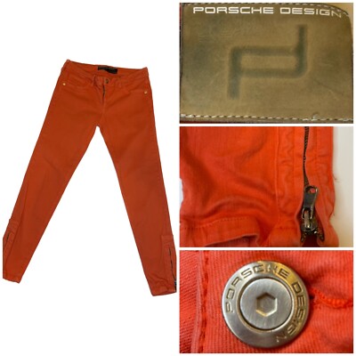 Porsche Design Women’s Jeans Orange Skinny Mid Rise Ankle Slim 30x26-image