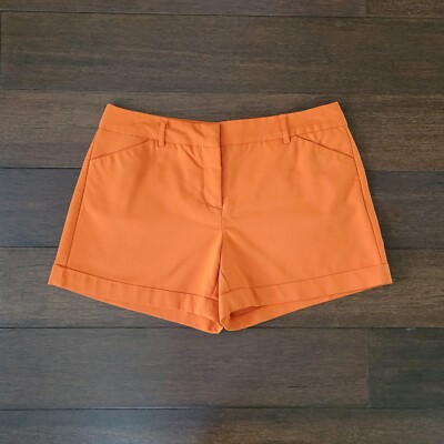 Versona Modern Fit Bright Orange Mid-Rise Chino Shorts Women's Size 8-image