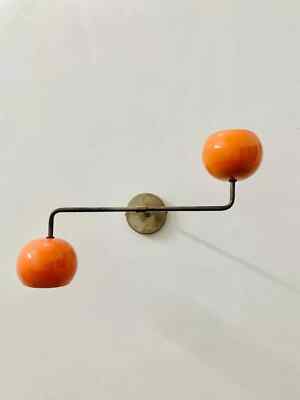 Orange Brass Wall Sconce 1950s Mid Century Brass Italian Adjustable Wall Light-image