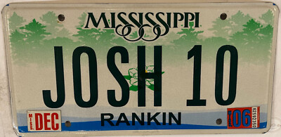 Vanity JOSH 10 JOSHUA 2010 license plate Joss Josua Joshuah Josue Jozua 2006 MS-image