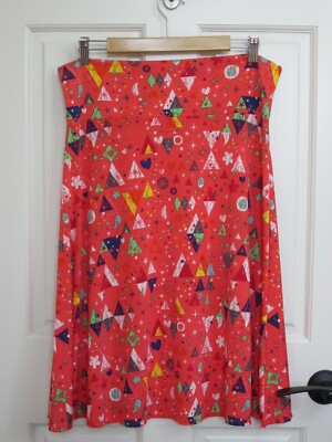 LuLaRoe Orange Geometric Skirt Womens Size XL 34x27 Stretch 55-25852-image