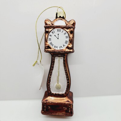 creative co-op grandfather's clock handblown Christmas Ornament-image
