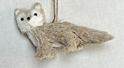 Creative Co-Op Polyester Animal Ornament or Figurine Straw Look FOX-image