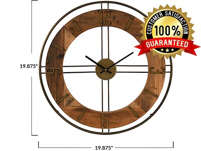 Creative Co-Op Metal and Fir Wood Dia Wall Clock, Brown-image