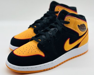NEW Nike Air Jordan 1 Mid SE Orange Black FJ4924-008 GS Size 6Y Women's Size 7.5-image