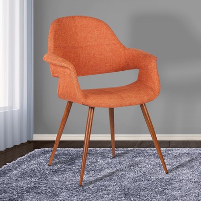 Armen Living Phoebe Walnut Wood Mid-Century Dining Chair Orange Modern & Contemp-image