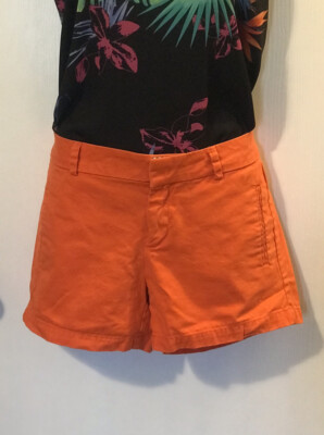 Stylus Womens Orange Summer Mid Rise Shorts Size 4 Flat Front Chinos-image