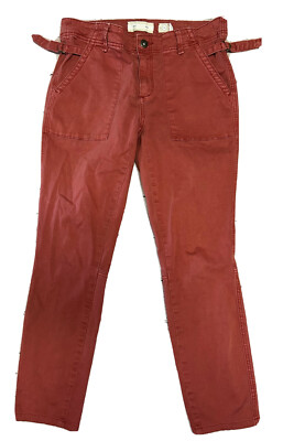 Hei Hei Anthropologie Orange Rust Cargo Sz 28 Pockets  Buckle Straps Jeans-image