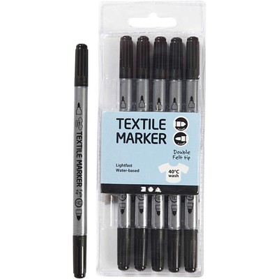 Creativ 100263 Company 6-Piece Fabric Markers, Black-image