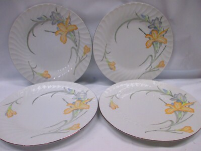 Orange Orchid (4) lot of 10.5 inches Made In China Mid Century Porcelain Dishes-image