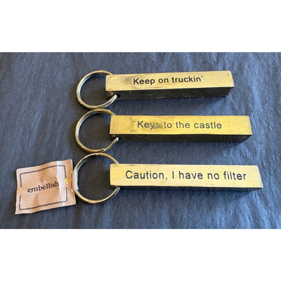 (3) Creative Co-Op 3” Metal Key Chain w/ Sayings-image