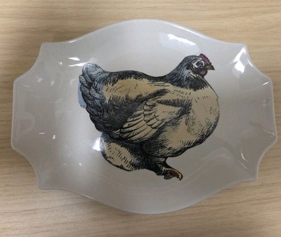 Ceramic/Porcelain Chicken/Hen Snack/Bread Plate 6in By 8in Creative Co-op -image