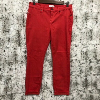 LILA RYAN Womens Size 28 Deep Coral Skinny Cuffed Womens Jeans-image