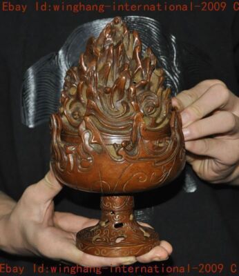 Ancient China Buddhism temple bronze joss Boshan Incense burner Censer statue-image