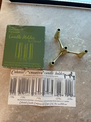 Colonial’s Creative Of Cape Cod Candle Holder Gold Tone Holds 1/2 Candles In Box-image