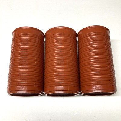 3 Red Orange Earthentic-Ware Ribbed Tumblers Glasses 3612 Misco Mid Century-image