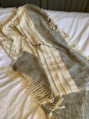 Creative co-op Classic DF2148  Woven 100%Cotton  Throw w/ Stripes & Fringe NWT-image