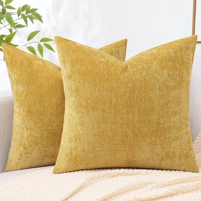 Couch Throw Pillow Covers 20x20 Set of 2, Decorative Soft Chenille Solid Dyed...-image