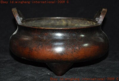 mark China Buddhism temple bronze joss Incense burner Censer statue-image