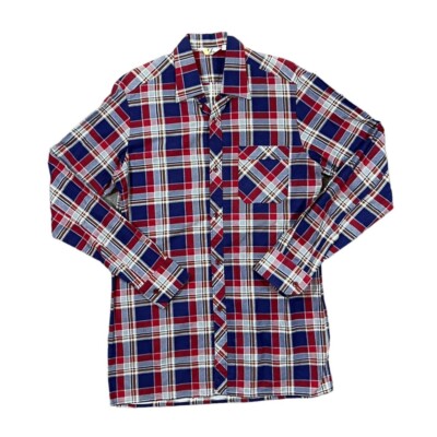 Vintage 80's JOSS Blue Red White Check Long Sleeve Cotton Shirt Medium Large 38-image