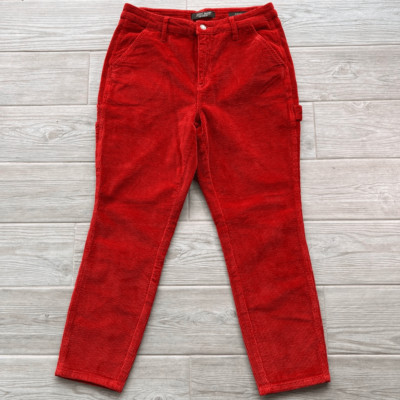 Judy Blue Womens Red/orange Five Pocket Mid-Rise Slim Fit Corduroy Pants Size 29-image
